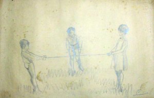 Obra: Sin ttulo (3 nios saltando a la cuerda) - Petrona Viera