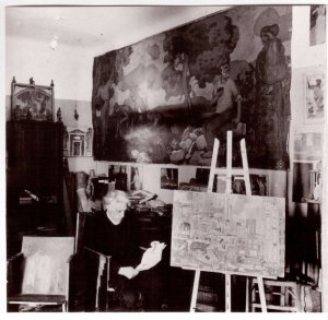 Obra: Foto de Joaqun Torres Garca en su Taller - Testoni Studios  - Joaqun Torres Garca