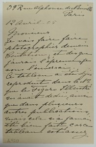 Obra: Carta manuscrita de Ignacio Zuloaga - Ignacio Zuloaga